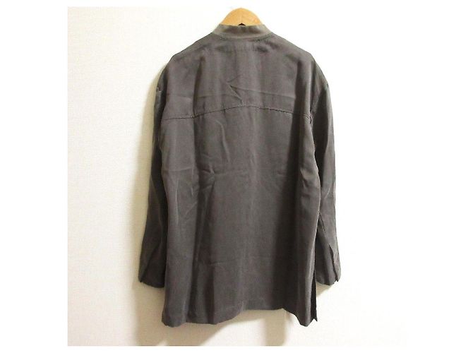 Autre Marque Camisa BASILE28 Fibril Cupro sin cuello Verde Caqui - vista 2