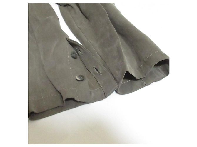 Autre Marque Camisa BASILE28 Fibril Cupro sin cuello Verde Caqui - vista 4