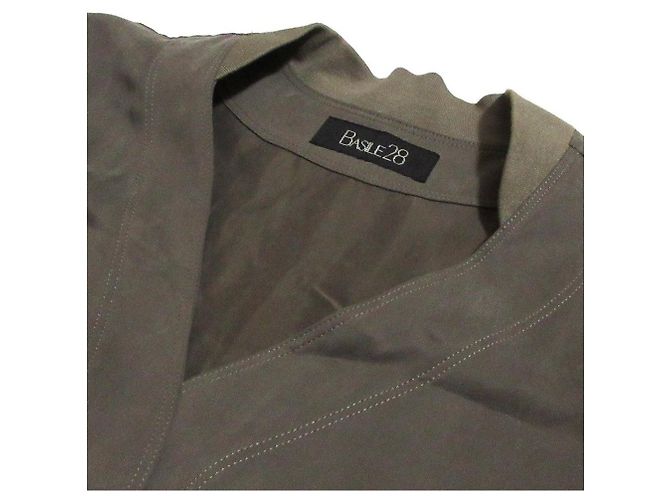 Autre Marque Camisa BASILE28 Fibril Cupro sin cuello Verde Caqui - vista 5