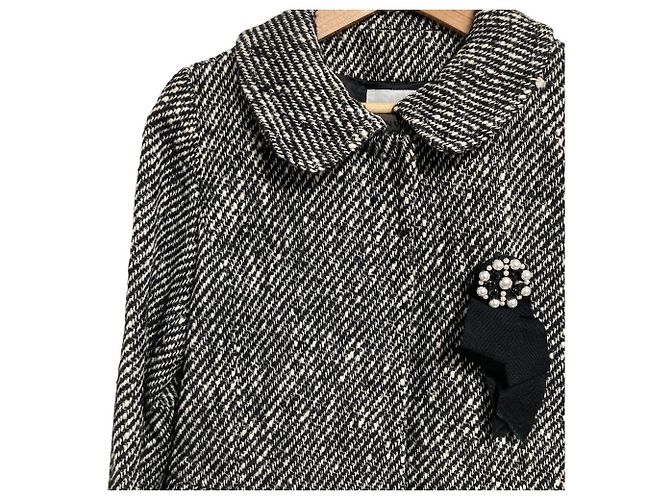 Abrigo de tweed azul LANVIN con corsé Negro - vista 3
