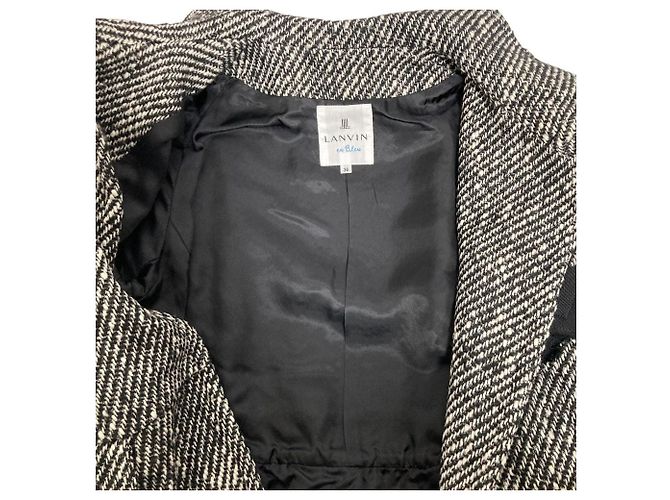 Abrigo de tweed azul LANVIN con corsé Negro - vista 4