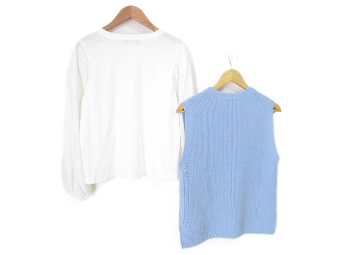 Autre Marque Blue Label Crestbridge Strickweste und Blusen-Set Blau Hellblau - Ansicht 3
