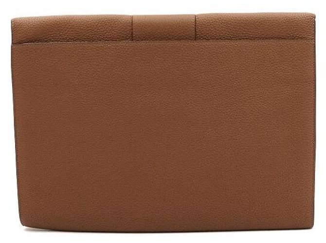 Delvaux Bolso Clutch Pouch Unisex de Piel de Vitello Marrón Camel - vista 4