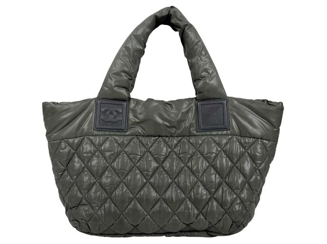 Chanel Borsa Tote Coco Cocoon Reversible Quilted Nylon Vintage Top Handle Khaki Marrone - vista 5
