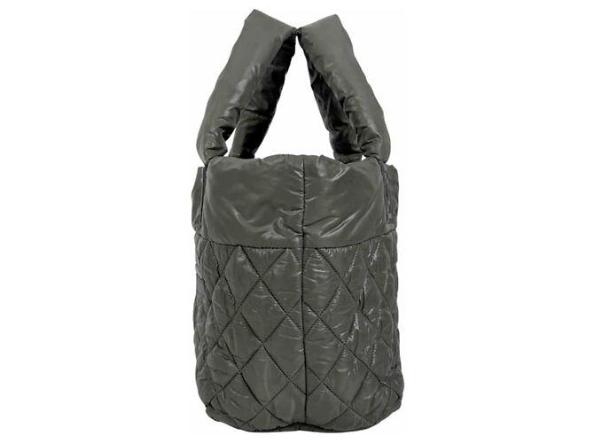 Chanel Borsa Tote Coco Cocoon Reversible Quilted Nylon Vintage Top Handle Khaki Marrone - vista 6