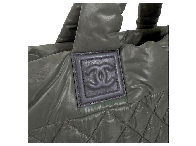 Chanel Borsa Tote Coco Cocoon Reversible Quilted Nylon Vintage Top Handle Khaki Marrone - vista 8