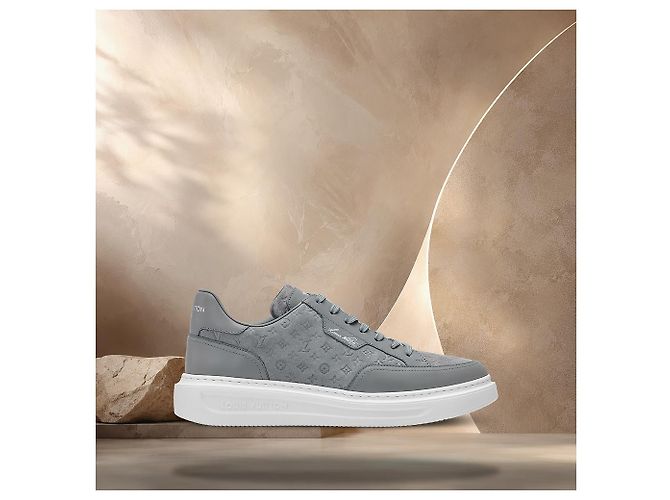 Louis Vuitton Sneaker Beverly Hills Grigio Marrone - vista 3