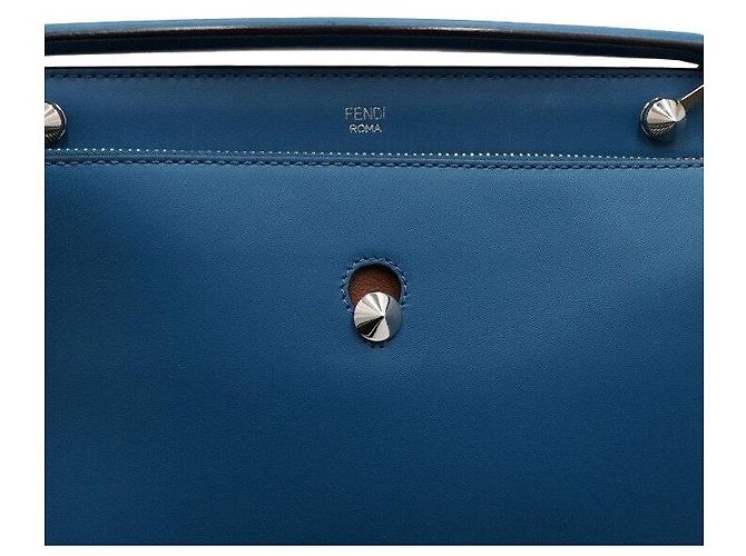 Fendi Blauer Leder-Tote und Schultertasche - Ansicht 11