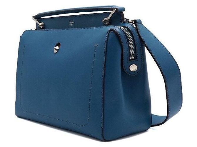 Fendi Blauer Leder-Tote und Schultertasche - Ansicht 2