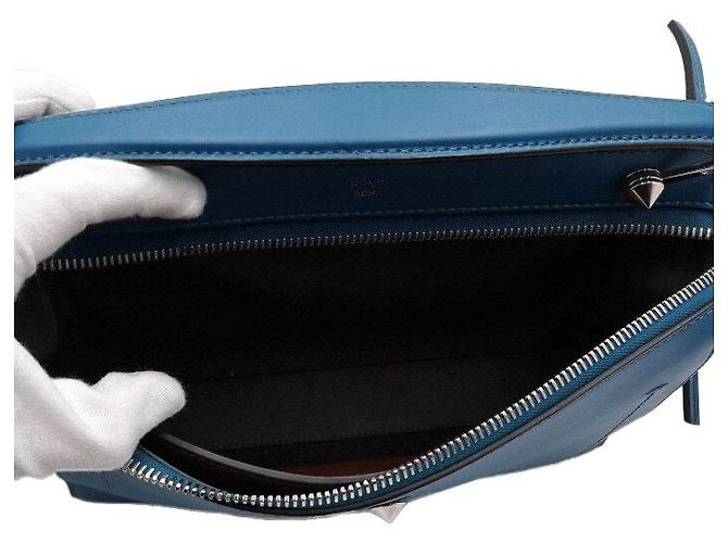 Fendi Blauer Leder-Tote und Schultertasche - Ansicht 5