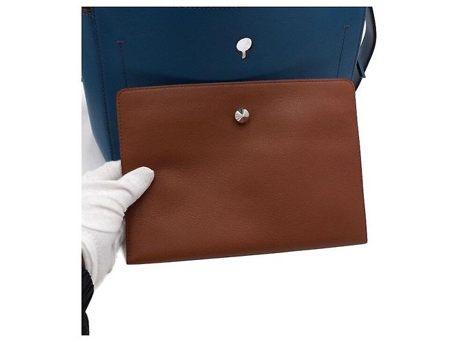 Fendi Blauer Leder-Tote und Schultertasche - Ansicht 7