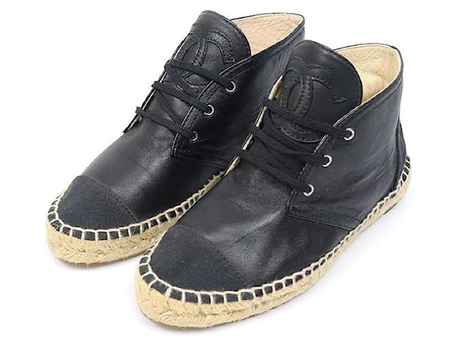Chanel Espadrilles da donna in agnello nero con logo CC - vista 2