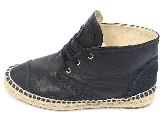 Chanel Espadrilles da donna in agnello nero con logo CC - vista 3