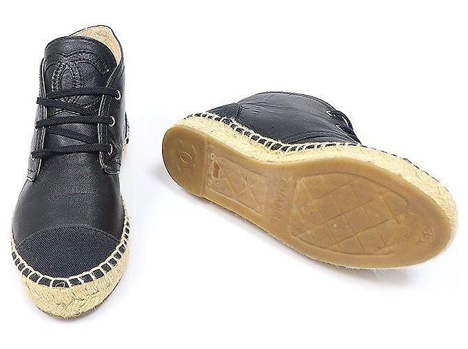 Chanel Espadrilles da donna in agnello nero con logo CC - vista 5