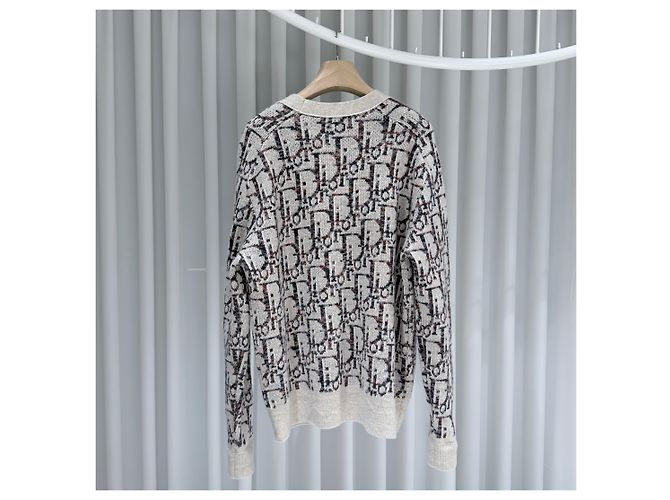 Dior Oblique Jacquard Wollstrickjacke Beige Braun - Ansicht 5
