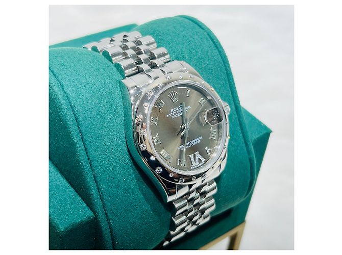 Rolex Reloj Oyster para mujer Datejust con bisel de diamantes Castaño - vista 3