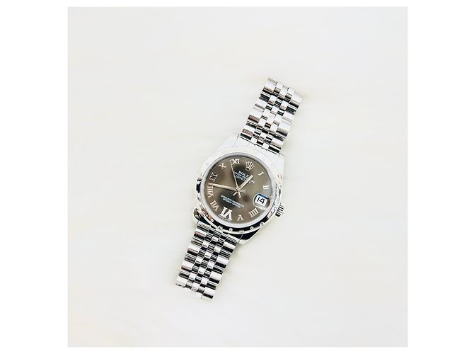 Rolex Reloj Oyster para mujer Datejust con bisel de diamantes Castaño - vista 7