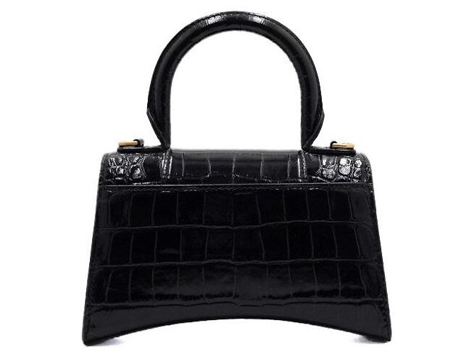 Balenciaga Borsa Tote Hourglass XS nera con manico superiore e logo dorato Nero - vista 4
