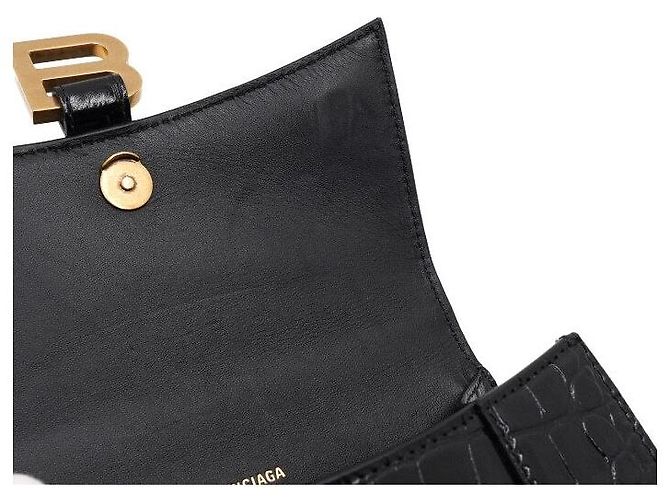 Balenciaga Borsa Tote Hourglass XS nera con manico superiore e logo dorato Nero - vista 7