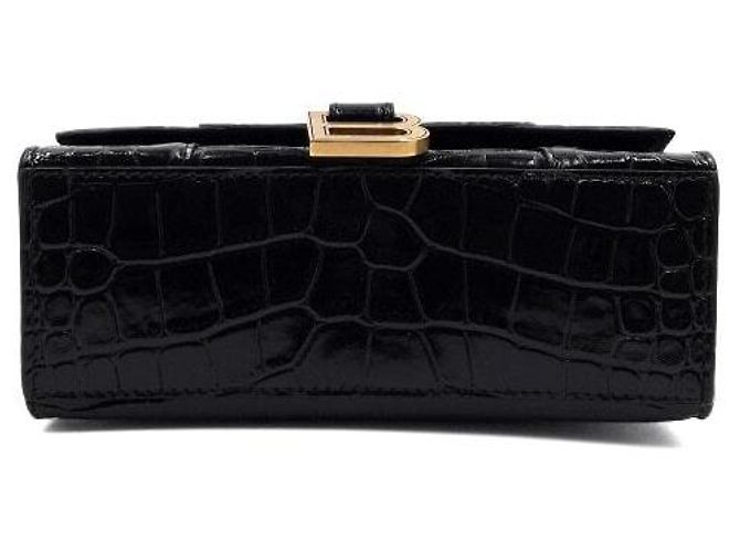 Balenciaga Borsa Tote Hourglass XS nera con manico superiore e logo dorato Nero - vista 8