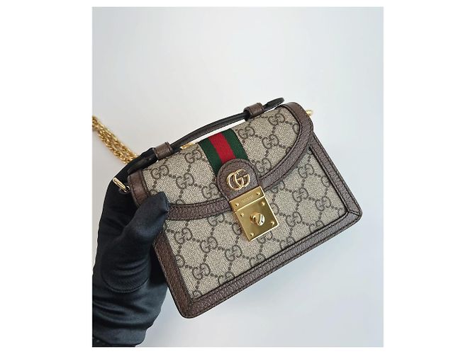 Gucci Borsa a tracolla Ophidia GG Mini Marrone - vista 21