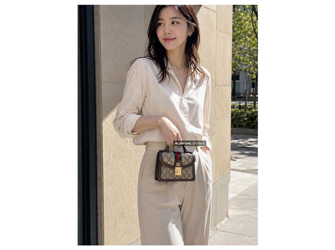 Gucci Borsa a tracolla Ophidia GG Mini Marrone - vista 9