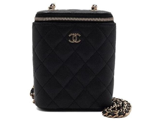 Vanity Chanel Mini beauty case Black Caviar con catena dorata, borsa a tracolla e crossbody Nero - vista 2