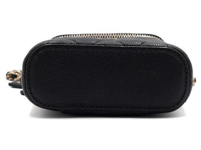 Vanity Chanel Mini beauty case Black Caviar con catena dorata, borsa a tracolla e crossbody Nero - vista 7