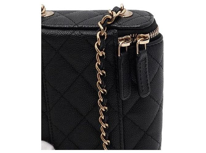 Vanity Chanel Mini beauty case Black Caviar con catena dorata, borsa a tracolla e crossbody Nero - vista 8