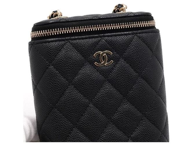 Vanity Chanel Mini beauty case Black Caviar con catena dorata, borsa a tracolla e crossbody Nero - vista 9