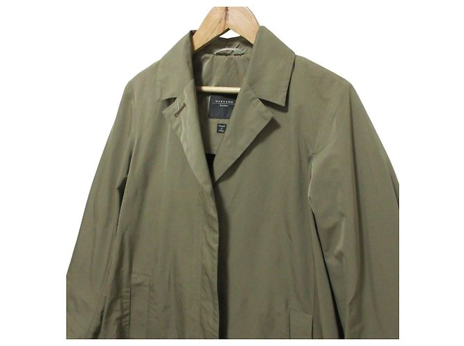 Manteau en satin Max Mara Vert Kaki - vue 4