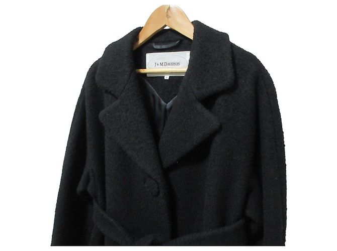 Autre Marque Abrigo de tweed con cinturón de hebillas J&M Davidson Negro - vista 3