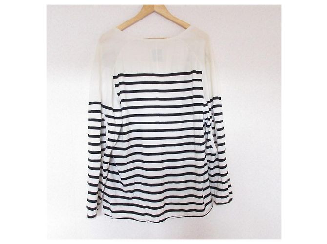Autre Marque ANTHOM V-Ausschnitt gestreifter Strickpullover Schwarz - Ansicht 2