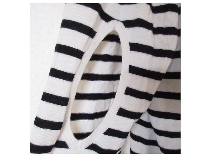 Autre Marque ANTHOM V-Ausschnitt gestreifter Strickpullover Schwarz - Ansicht 3