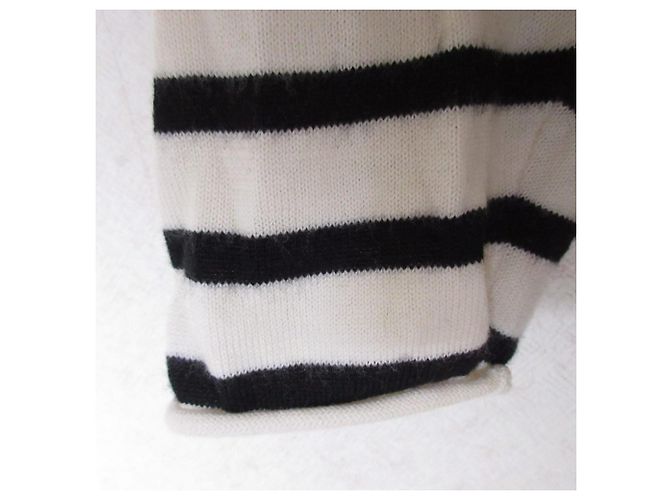 Autre Marque ANTHOM V-Ausschnitt gestreifter Strickpullover Schwarz - Ansicht 6
