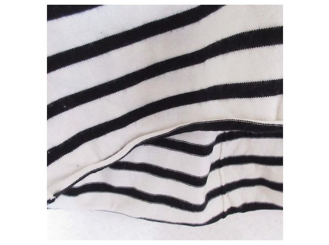 Autre Marque ANTHOM V-Ausschnitt gestreifter Strickpullover Schwarz - Ansicht 7