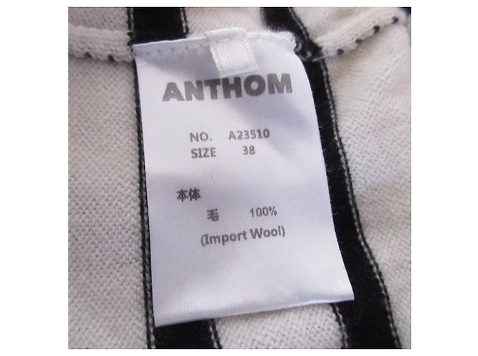 Autre Marque ANTHOM V-Ausschnitt gestreifter Strickpullover Schwarz - Ansicht 9