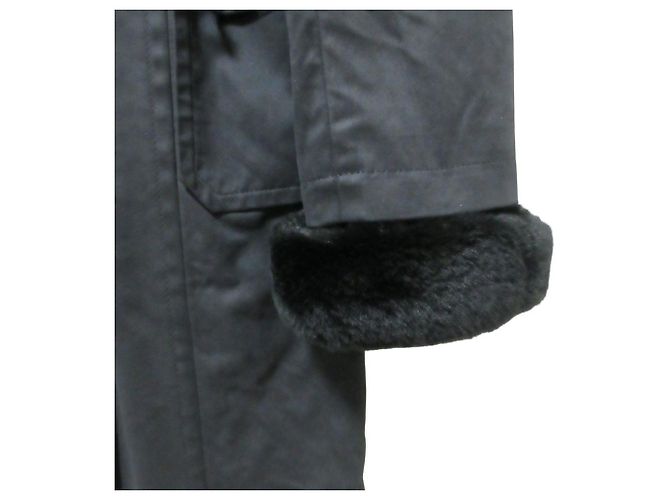 Autre Marque Langer Mantel aus Rex-Kaninchenfell OLD ENGLAND Schwarz - Ansicht 6
