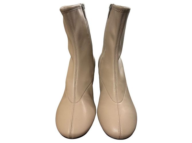 Autre Marque Kurze Lederstiefel Pilier von Sergio Rossi Beige - Ansicht 3