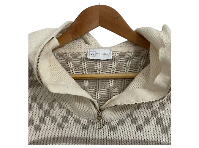 Autre Marque Strickpullover aus Kaschmir-Mischung We Norwegians Weiß Orange Roh - Ansicht 4