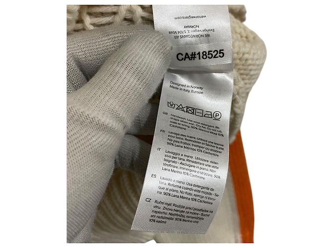 Autre Marque Strickpullover aus Kaschmir-Mischung We Norwegians Weiß Orange Roh - Ansicht 9