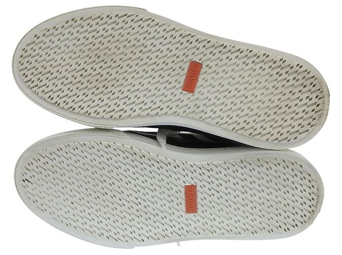 Hermès Hermes Leder Strick-Sneaker Schwarz Weiß - Ansicht 6