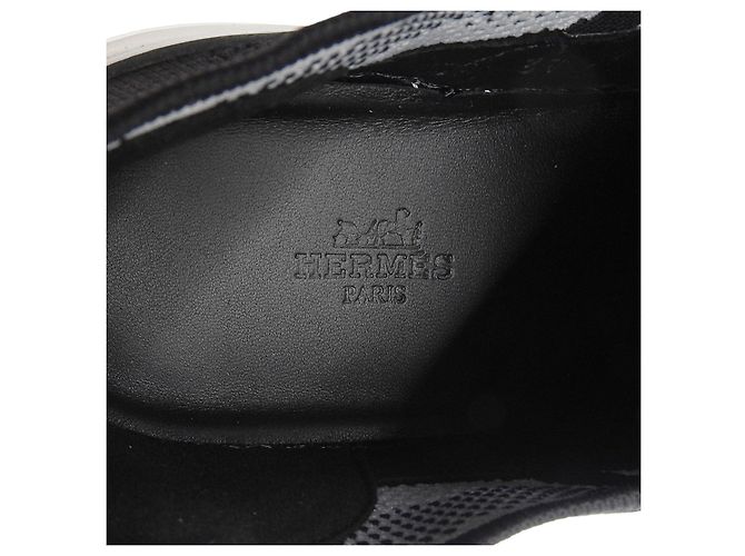 Hermès Hermes Leder Strick-Sneaker Schwarz Weiß - Ansicht 7