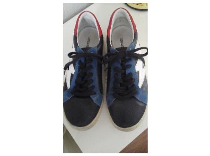 Sneakers Zadig & Voltaire in pelle e scamosciato Nero Bianco Rosso Blu - vista 3