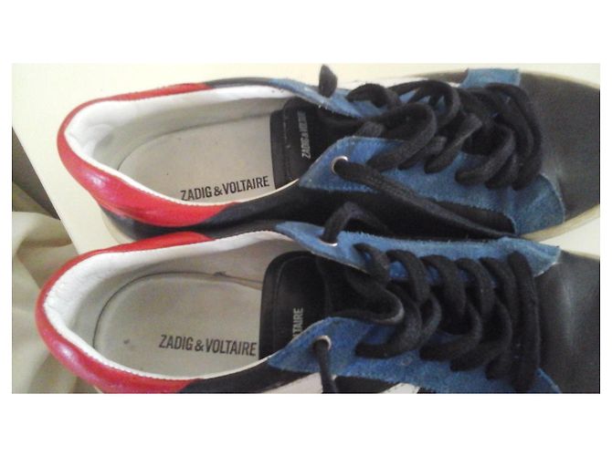 Sneakers Zadig & Voltaire in pelle e scamosciato Nero Bianco Rosso Blu - vista 4