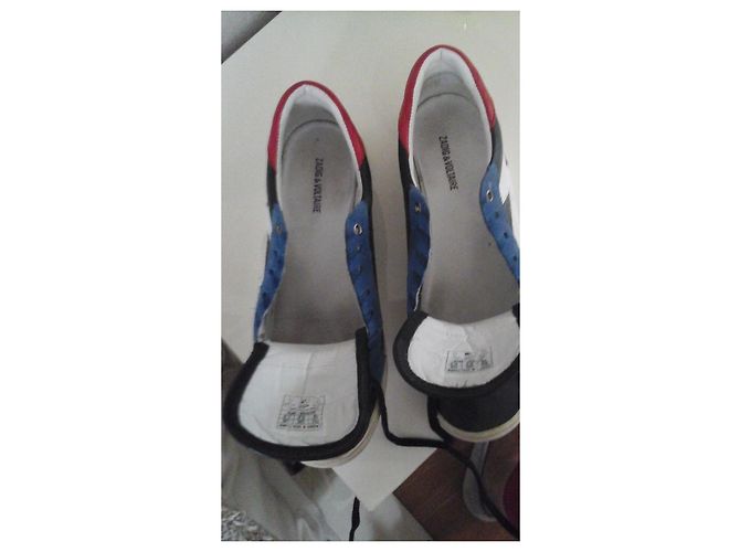 Sneakers Zadig & Voltaire in pelle e scamosciato Nero Bianco Rosso Blu - vista 7