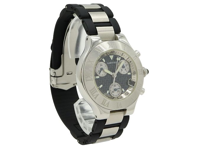 Cartier Must21 Chronoscaph Edelstahl Quarz Chronograph Schwarz - Ansicht 3