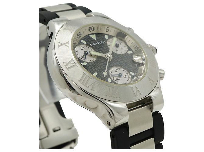 Cartier Must21 Chronoscaph Edelstahl Quarz Chronograph Schwarz - Ansicht 4