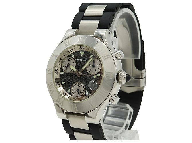 Cartier Must21 Chronoscaph Edelstahl Quarz Chronograph Schwarz - Ansicht 8