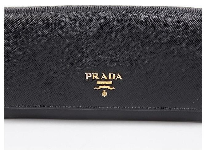 Prada Cartera Larga de Cuero Saffiano con Logo Metálico Negro - vista 2